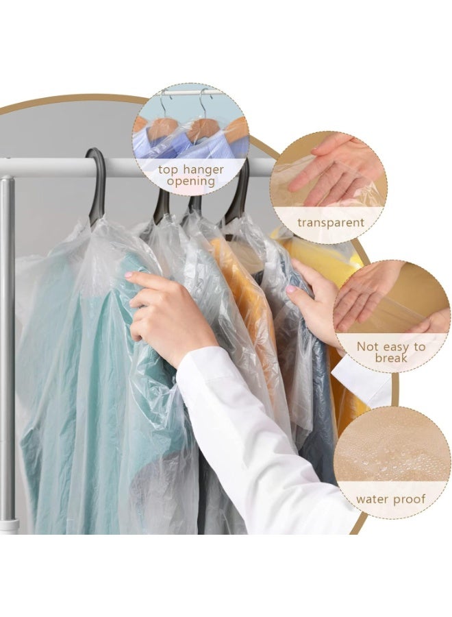 FAYET 20 Pack Clear Garment Bags for Hanging Clothes, Plastic Dry Cleaner Covers, Dust Proof Clothing Protectors for Closet Storage, Travel and Home Use（60×90cm） - Image 3